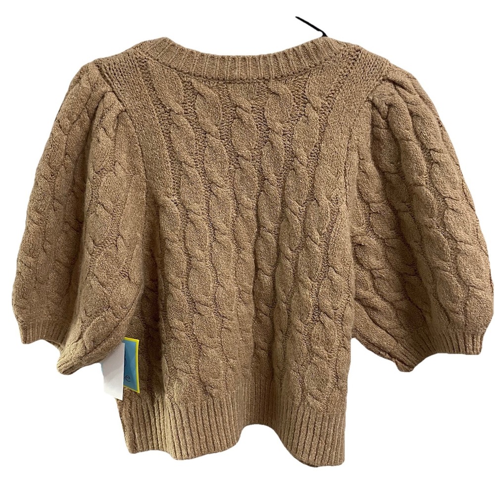 Cece Womens Crop Caramel/Tan 3/4 Sleeve Dressy Cardigan Sweater Rhinestones Sz.L - Picture 3 of 6